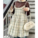 イエロー | チェック柄フリルティアードチュニック | Outfitter lab