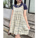 イエロー | チェック柄フリルティアードチュニック | Outfitter lab