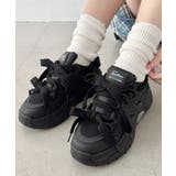 ブラック | ダブルリボンダッドソール厚底スニーカー | Outfitter lab