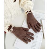 ブラウン | 【スマホ対応】バイカラーリボン手袋 | Outfitter lab