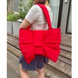 レッド | リボンモチーフソフトナイロンショルダーバッグ | Outfitter lab