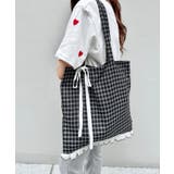 ブラック | フリルチェックトートバッグ | Outfitter lab