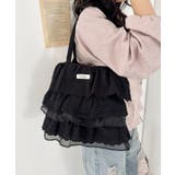 ブラック | コットンレースフリルトートバッグ | Outfitter lab