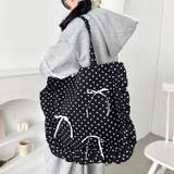 【リボン取り外し可能】ドットフリルトートバッグ | Outfitter lab | 詳細画像13 