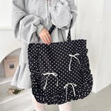 【リボン取り外し可能】ドットフリルトートバッグ | Outfitter lab | 詳細画像14 