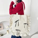 【リボン取り外し可能】ドットフリルトートバッグ | Outfitter lab | 詳細画像5 
