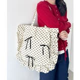アイボリー | 【リボン取り外し可能】ドットフリルトートバッグ | Outfitter lab