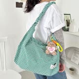 ギャザーショルダーギンガムチェックショルダーバッグ | Outfitter lab | 詳細画像12 