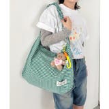 グリーン | ギャザーショルダーギンガムチェックショルダーバッグ | Outfitter lab