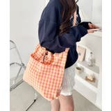 ピンク | チェックスクエア巾着ショルダーバッグ | Outfitter lab
