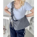 ネイビー | チェックギャザーショルダーバッグ | Outfitter lab