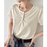 アイボリー | 小花柄ヘンリーネック半袖トップス | Outfitter lab