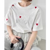 ホワイト | ミニハート刺繍半袖Tシャツ | Outfitter lab