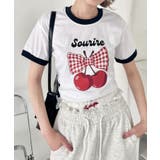 ブラック | チェリーリボン半袖リンガーTシャツ | Outfitter lab