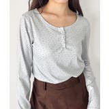 グレー | 小花柄ヘンリーネックリブトップス | Outfitter lab