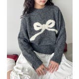 チャコールグレー | リボンモチーフニットプルオーバー | Outfitter lab