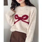 アイボリー | リボンモチーフニットプルオーバー | Outfitter lab