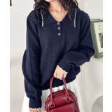 ネイビー | パイピングポロニットプルオーバー | Outfitter lab