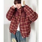 バーガンディー | チェック切り替えダウンジャケット | Outfitter lab