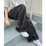 ブラック | シャイニードット裾フリルパンツ | Outfitter lab