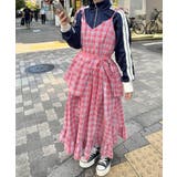 ピンク | チェック柄フリルリボンキャミワンピース | Outfitter lab