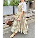 イエロー | チェック柄フリルリボンキャミワンピース | Outfitter lab