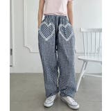 ネイビー | レースハートドッキングギンガムチェックパンツ | Outfitter lab