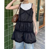ブラック | ビスチェ風フリルティアードキャミチュニック | Outfitter lab