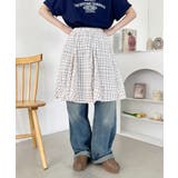 ホワイト | チェックイレギュラーヘムミディスカート | Outfitter lab