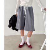 グレー | ウエストフリルピンストライプハーフパンツ | Outfitter lab