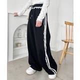 ブラック | フリルレースラインスウェットパンツ | Outfitter lab