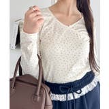 アイボリー | リボンフラワーVネックトップス | Outfitter lab
