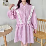 フリルレースストライプミニワンピース | Outfitter lab | 詳細画像10 