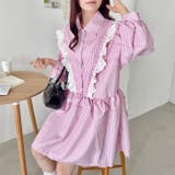 フリルレースストライプミニワンピース | Outfitter lab | 詳細画像12 