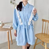 フリルレースストライプミニワンピース | Outfitter lab | 詳細画像6 