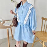 フリルレースストライプミニワンピース | Outfitter lab | 詳細画像7 