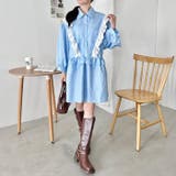 フリルレースストライプミニワンピース | Outfitter lab | 詳細画像9 