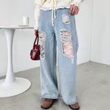 レースダメージデニムパンツ | Outfitter lab | 詳細画像5 