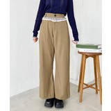 ベージュ | ウエストチェックフリルパンツ | Outfitter lab