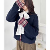 ネイビー | ネルチェックドッキングニットカーディガン | Outfitter lab