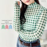 ギンガムチェックシアーハイネックトップス | Outfitter lab | 詳細画像1