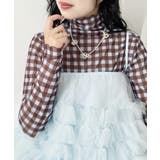 ブラウン | チェックシアーハイネックトップス | Outfitter lab