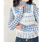 ライトブルー | ギンガムチェックシアーハイネックトップス | Outfitter lab