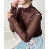 ブラウン | パイピングシアーハイネックトップス | Outfitter lab