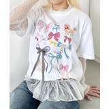 ホワイト | ファンシーリボンプリント半袖Tシャツ | Outfitter lab