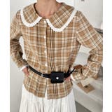 ベージュ系その他 | ピンタックレース丸襟長袖シャツ | Outfitter lab