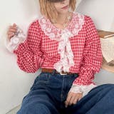 レースフリルレトロチェックブラウス | Outfitter lab | 詳細画像19 