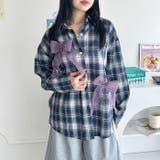 シアーリボンオーバーチェックシャツ | Outfitter lab | 詳細画像20