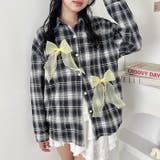 シアーリボンオーバーチェックシャツ | Outfitter lab | 詳細画像5