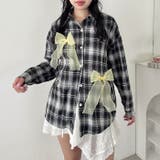シアーリボンオーバーチェックシャツ | Outfitter lab | 詳細画像8